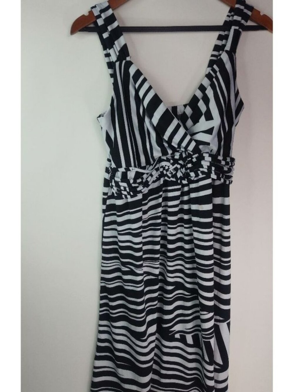 JFW 1X Black White Zebra Sleeveless Dress Plus